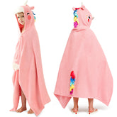 Joiedomi unicorn hooded towel for kids in poncho style; soft cotton for cozy baths.