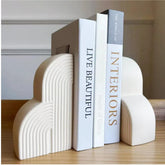 JolieJulie concrete bookends with heavy-weight design provide stable shelf support.