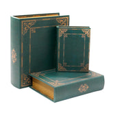 Jolitac vintage green book boxes trio front view showing rustic storage