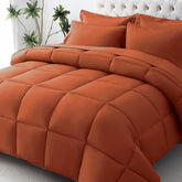 JOLLYVOGUE queen comforter set in burnt orange for all-season softness.