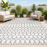 Jonathan Y Ourika 8x10 rug in cream and black for outdoor spaces