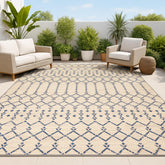 Jonathan Y Ourika rug 8x10 beige navy for outdoor durability in high-traffic areas.