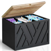 Jorkol tampon holder with lid in wood finish keeps tampons neatly organized.