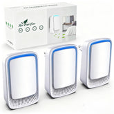 JOSTART air ionizers three-pack plugged in to refresh home air quietly.