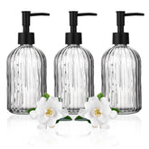 JOUTYFOR 3-pack glass dispensers with rust-proof pumps for kitchen and bath