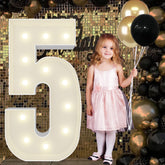JoyBox 4ft marquee number frame lighting up a birthday setup