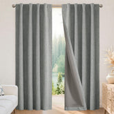 Joydeco blackout curtains panel showing linen texture and privacy.