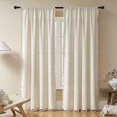 Joydeco linen beige boho curtains two panels 84 inches for soft privacy