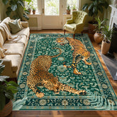 Joydeco tiger print 5x7 rug in living room β plush softness for daily comfort.