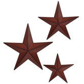 JoyEvy 6-inch red-black barn star close-up shows vintage iron texture for porch decor.