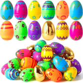 JOYIN colored printed eggs with vibrant patterns for festive Easter hunts and decor