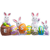 JOYIN Easter bunny table decor with four rabbits and egg centerpiece for festive tables