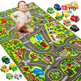 JOYIN Kids Play Rugs City Life Mat showcases a vibrant city for imaginative play and storytelling.