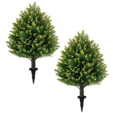 JoyPower 21-inch artificial white berries topiary with ground spike for easy setup.