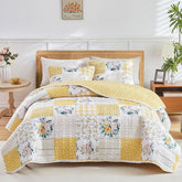 Joyreap twin quilt floral patchwork in yellow for all-season warmth