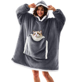 JOYWOO wearable blanket hoodie front view showing oversized warmth for cozy lounging