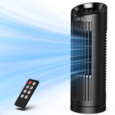 JRD 13'' tower fan in bedroom with remote for easy control
