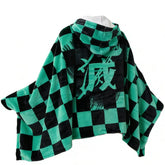 Juejuezi hooded wearable blanket in green provides cozy warmth at home.