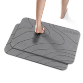 JUERLEN 2-pack diatomaceous-earth shower mat, grey wave; quick absorption.