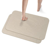 JUERLEN diatomaceous Earth shower mat 2-pack on floor with rapid absorption.