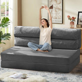 JUIKURY folding sofa bed in grey corduroy fabric offers soft comfort and durability.