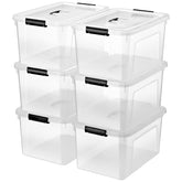 JUJIAJIA 19qt bin with lids, stackable for compact storage and easy organization.