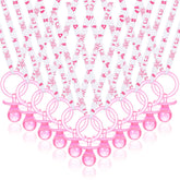Junkin pacifier necklace pink strap close-up, ideal for party favors at baby showers.