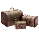 Juvale wooden treasure chest set with three nesting boxes offers vintage storage appeal