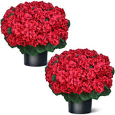 Juxdp 18-inch artificial geranium topiary with full blooms for durable outdoor decor.