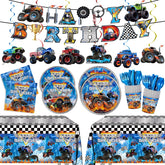 JVORFDG Monster Truck plates 9-inch: durable party dinnerware for kids' birthdays.