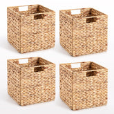 JYXIN wicker storage basket set of four on shelf for organized living room storage.