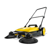 Kärcher S 4 Twin front view shows a compact, push-powered sweeper for fast outdoor cleaning.
