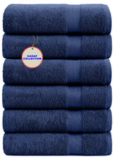 KAHAF COLLECTION navy towel texture closeup showing plush softness and quick-dry fibers.