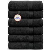 KAHAF COLLECTION 24x48 black towel pack of 6, plush and absorbent.