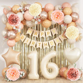KAINSY beige 16th number balloon, ideal centerpiece for stylish birthday decor
