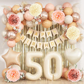 KAINSY beige 50th number balloon for an elegant milestone celebration