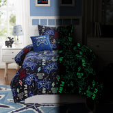 Kaleido Space gamer bedding glow comforter glows in the dark for night-time fun.