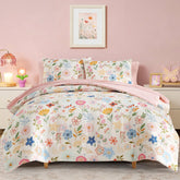 Kaleido Space twin comforter in pastel garden shows cozy warmth and softness