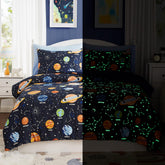 Kaleido Space twin comforter set with glow-in-the-dark planets design for kids