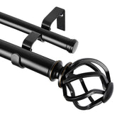 KAMANINA double curtain rod with front twisted cage finials for elegant display.