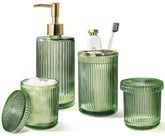 Kasunting green glass soap dispenser with a durable plastic pump for smooth use.