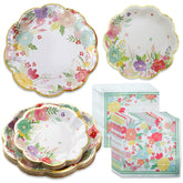 Kate Aspen Garden Blooms 7-inch plate with blue border for elegant table styling.