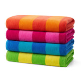 BEN KAUFMAN Soft Oversized Beach Towel with velour stripes for plush poolside comfort