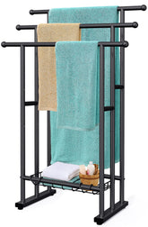Kayfia 40-inch free-standing towel rack tall profile for towels