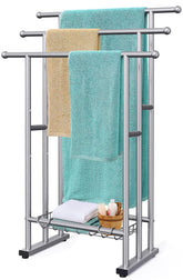 Kayfia 40-inch tall towel rack front view keeps towels off the floor