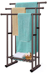 Kayfia 40-inch tall towel rack with anti-slip feet keeps towels off the floor