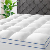Kayfia full mattress topper with overfilled plush pillow top for cloud-like comfort