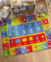 KC Cubs 5x7 ABC rug shows letters, numbers and shapes for early learning