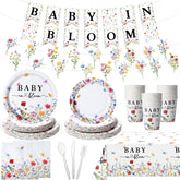 KEASKELL Baby in Bloom garlands decorate the party space for a whimsy spring look.
