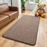Keeko Soft 2x4 runner rug brown top view showing plush cotton pile for warm feet.